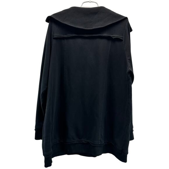 Soft Surrounding Snap Shawl Collor French Terry Sweatshirt Black 2X - Picture 2 of 11